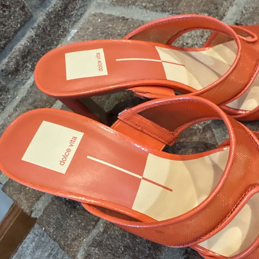Dolce Vita Womens Sandals Orange Mesh Open-Toe Slide Square Toe Size 7.5 #226 - Picture 12 of 16